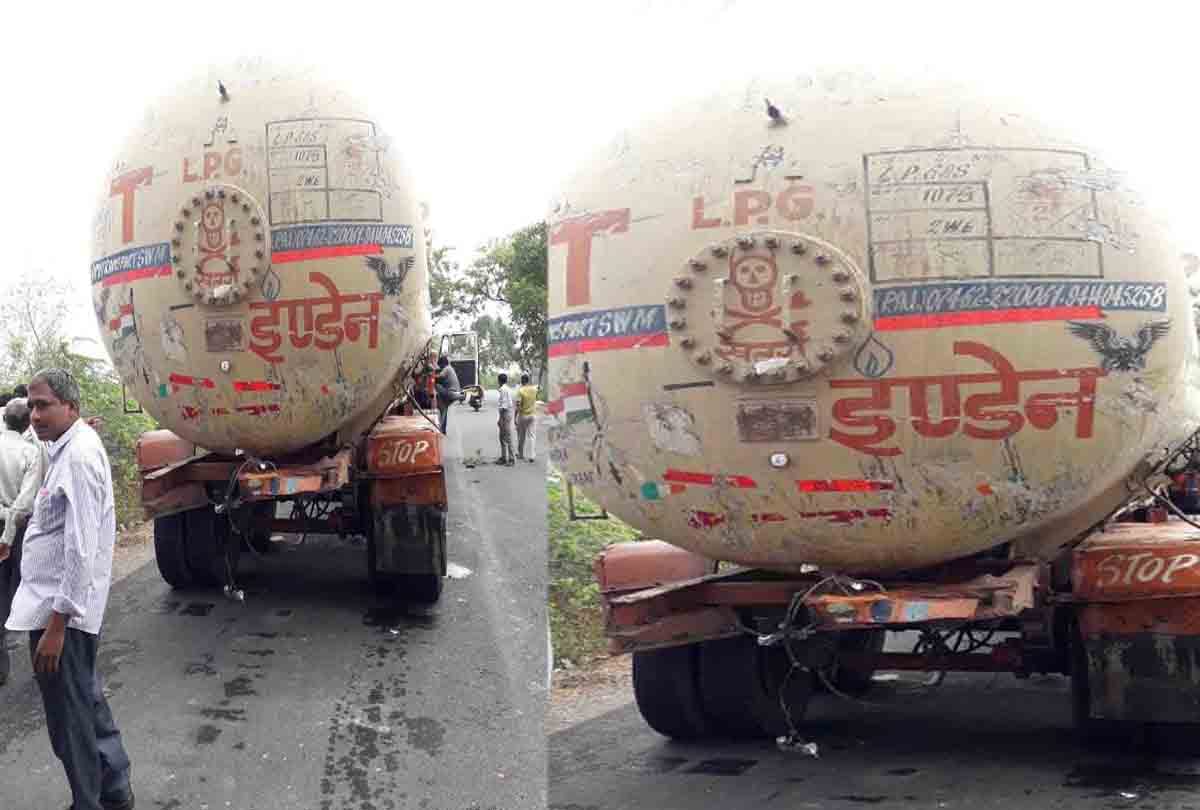 Gas tanker leakage from truck collision