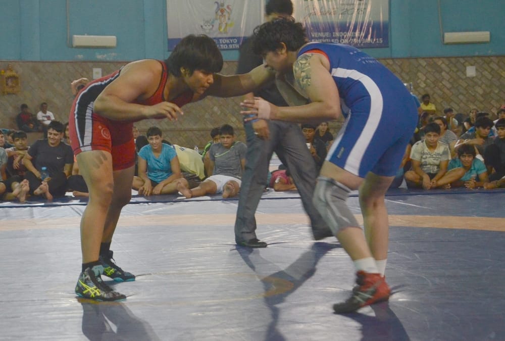 State Level Wrestling Championship  in flood light at varanasi