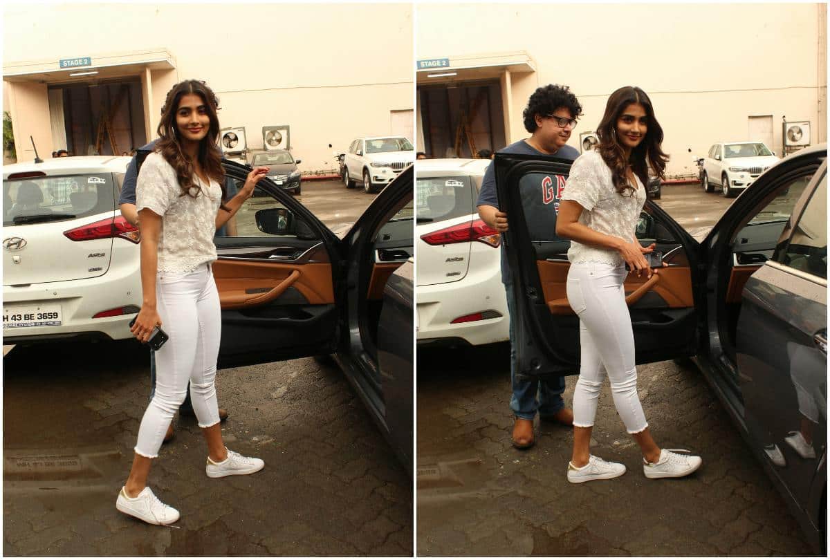 Pooja Hegde spotted with Sajid Khan at Mehbood studio 