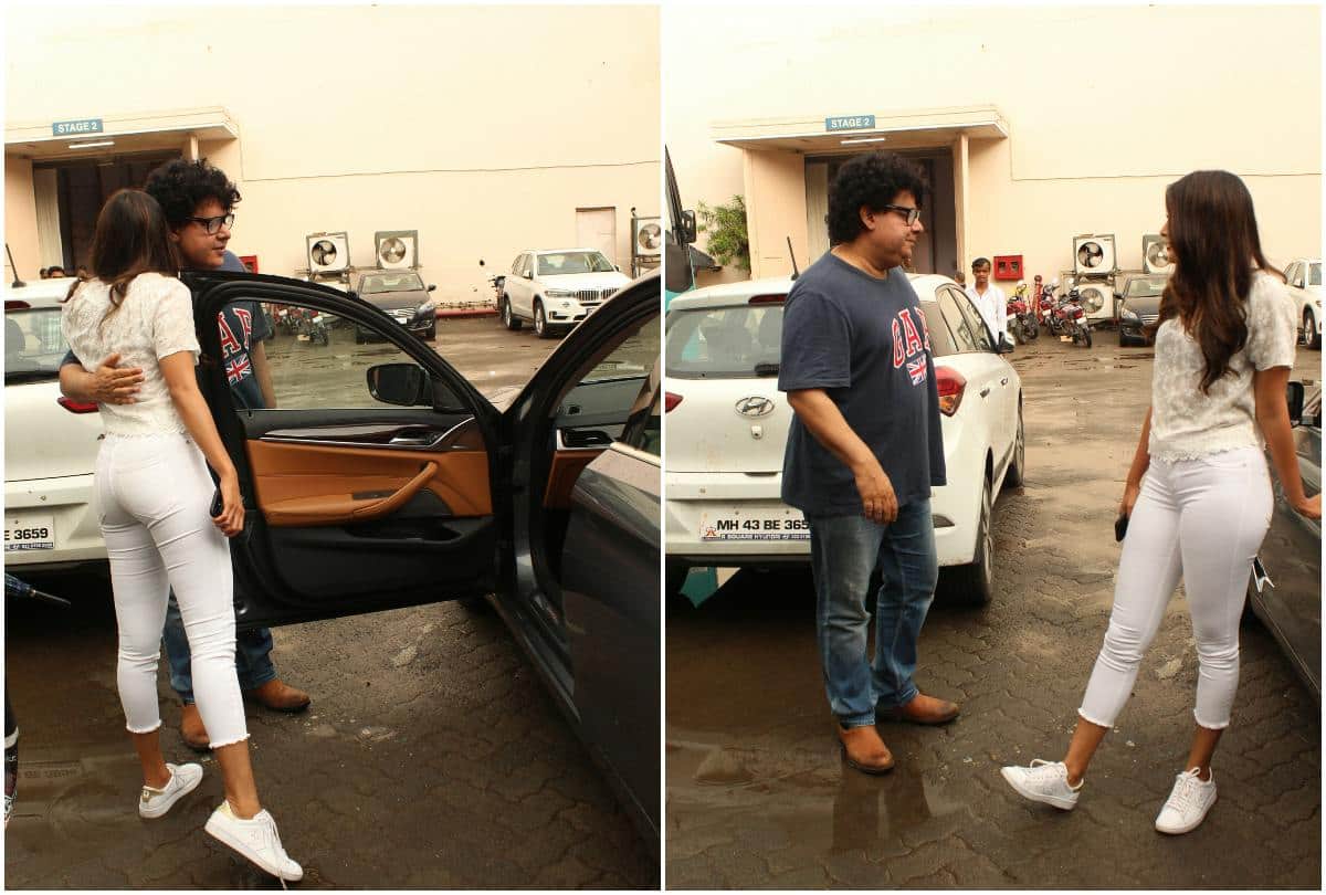 Pooja Hegde spotted with Sajid Khan at Mehbood studio 