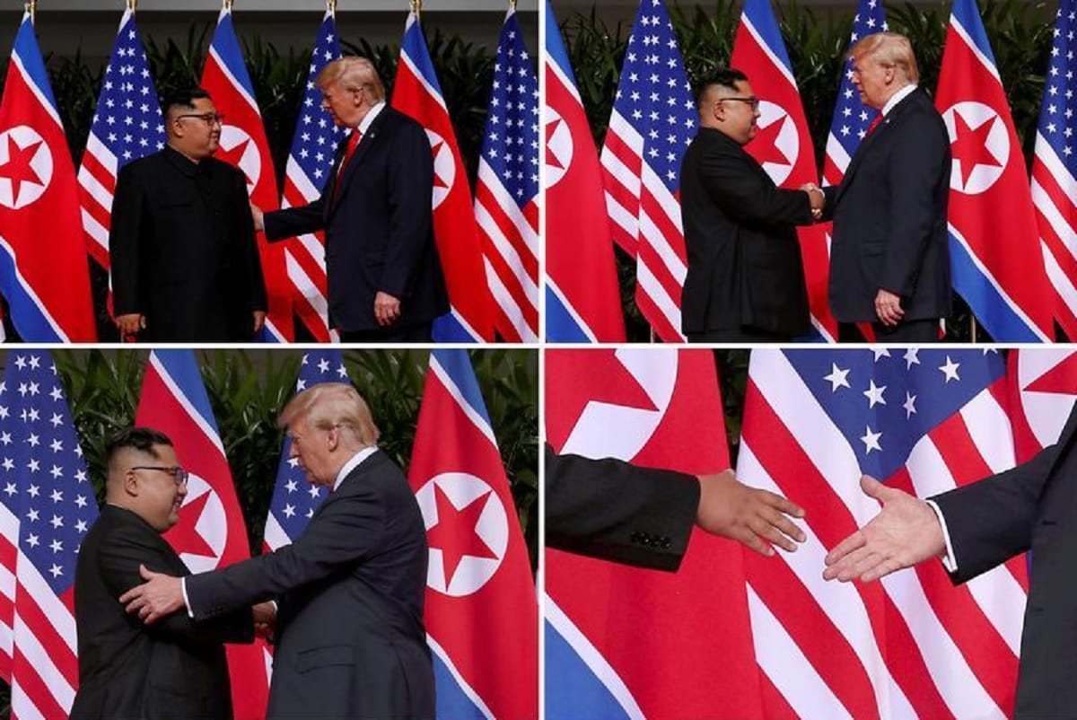 During the singapore meet Donald Trump and Kim jong un shows nerves body language while handshek
