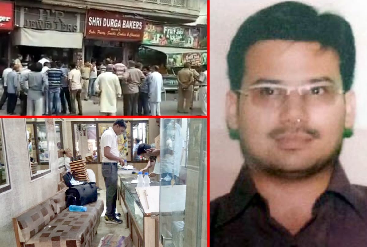delhi jwellery showroom looted by 3 criminals and killed businessman in front of son