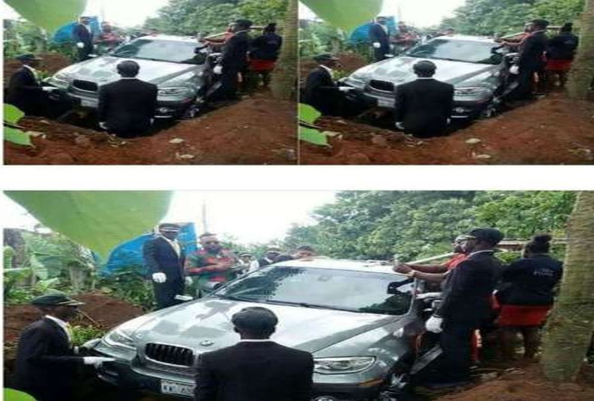Man buries his father in new BMW car to give Honour him 