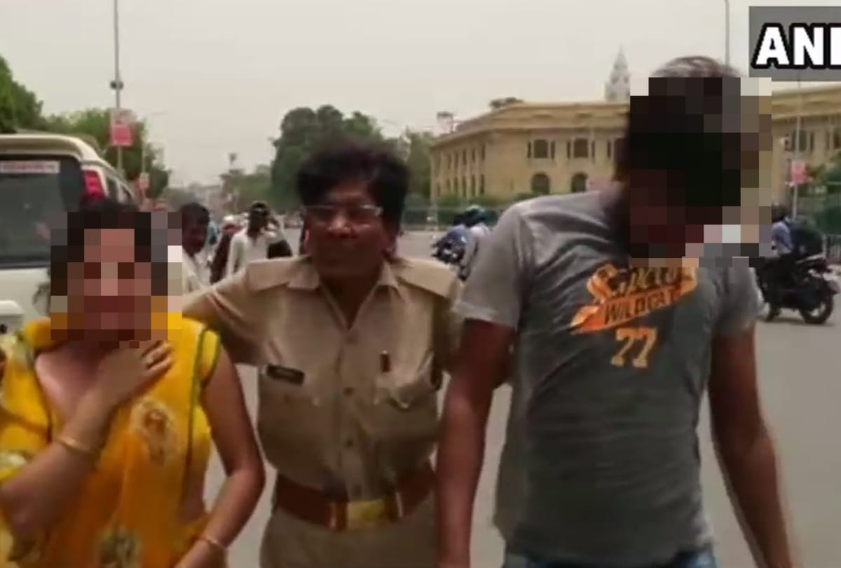 Woman & her husband attempt self immolation near Vidhan Sabha in lucknow 