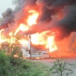 tourist volvo bus on fire at nalagarh solan