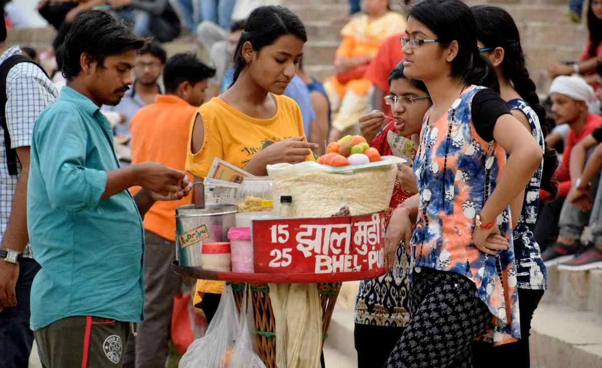 Varanasi weather change people enjoy on ganga ghat 