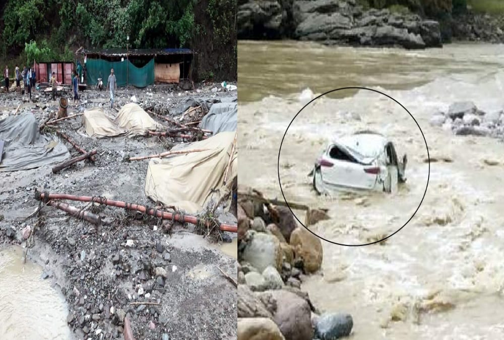 Tourist Car swept in heavy flow of ganga after excess rain alert