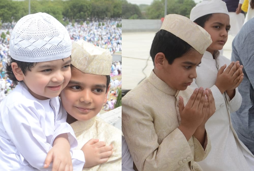 muslims pray on eid.