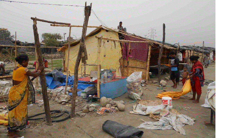 Sharda River Beach in sananaghat temporary shops Hatavai