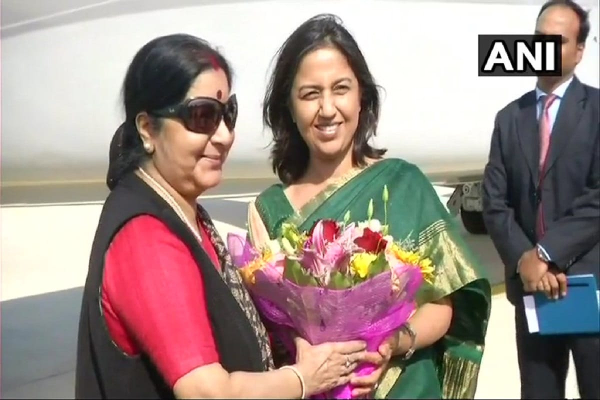 Sushma Swaraj arrives in Italy Rome on 4 European countries