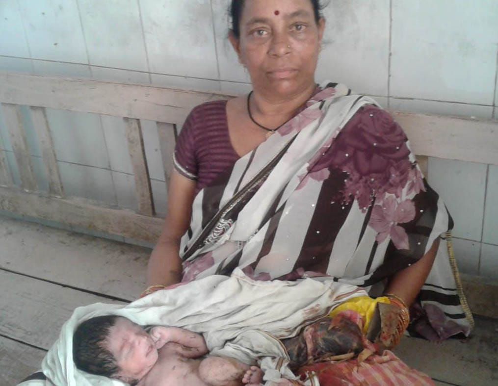 The person giving birth thrown away