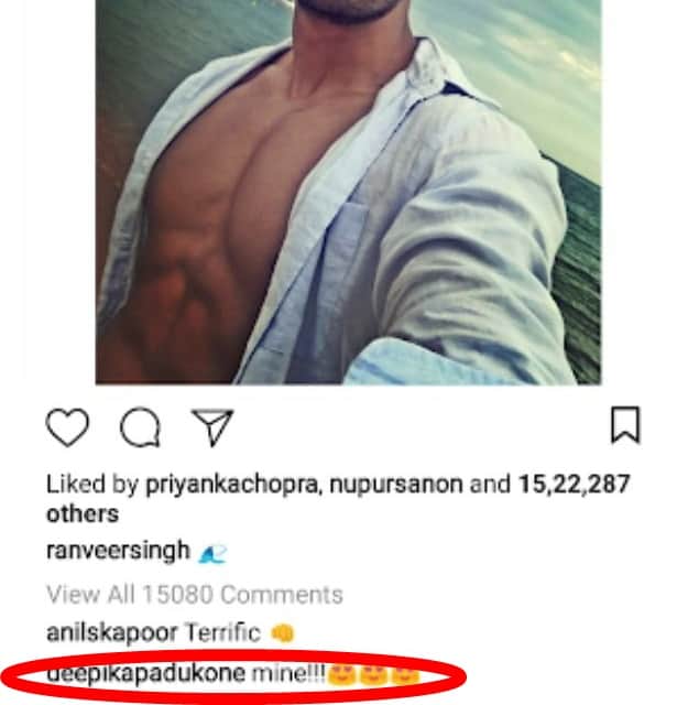 Deepika Padukone commented Mine on Ranveer Singh hot picture