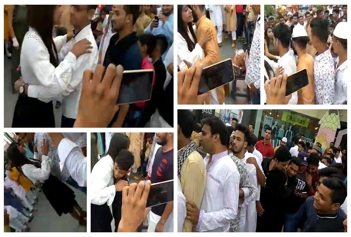 moradabad girl hug boys outside a mall in eid video goes viral