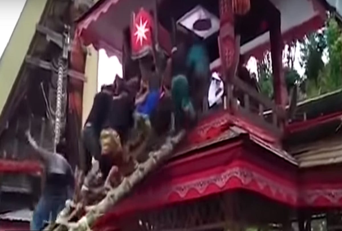 Son crushed to death by his own mothers coffin in indonesia