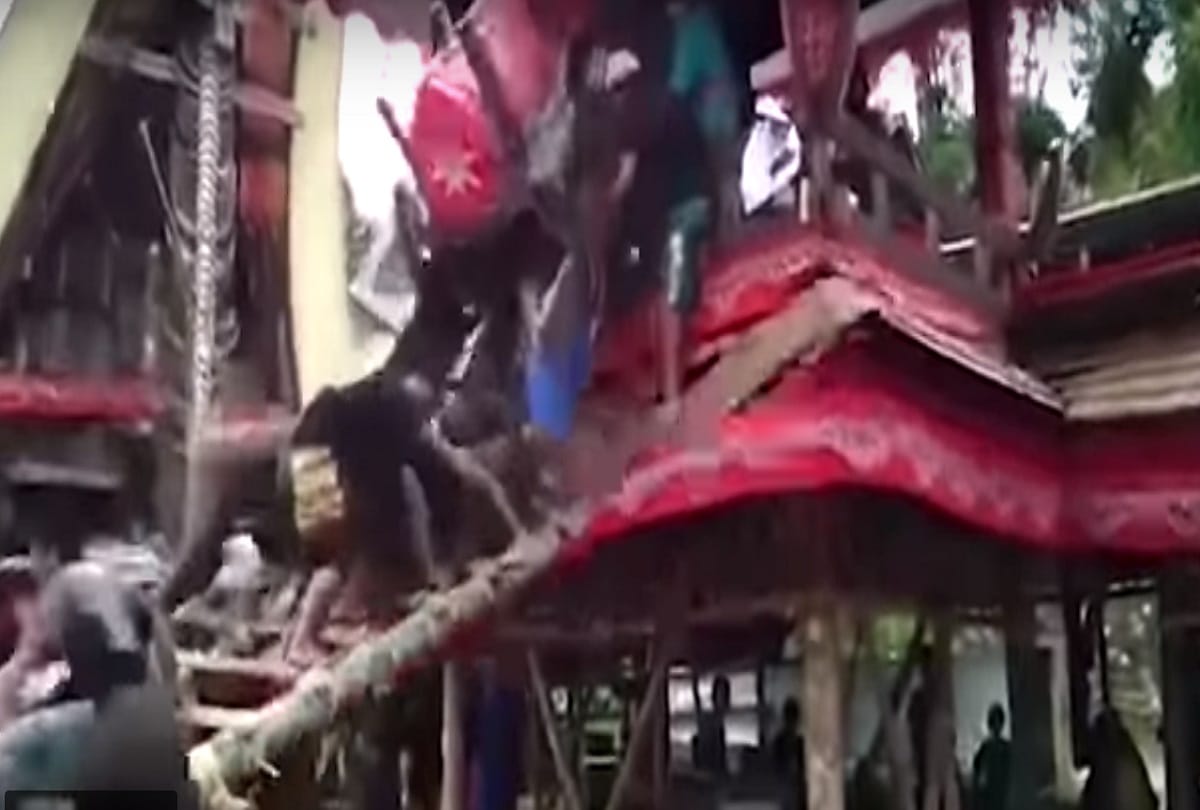Son crushed to death by his own mothers coffin in indonesia