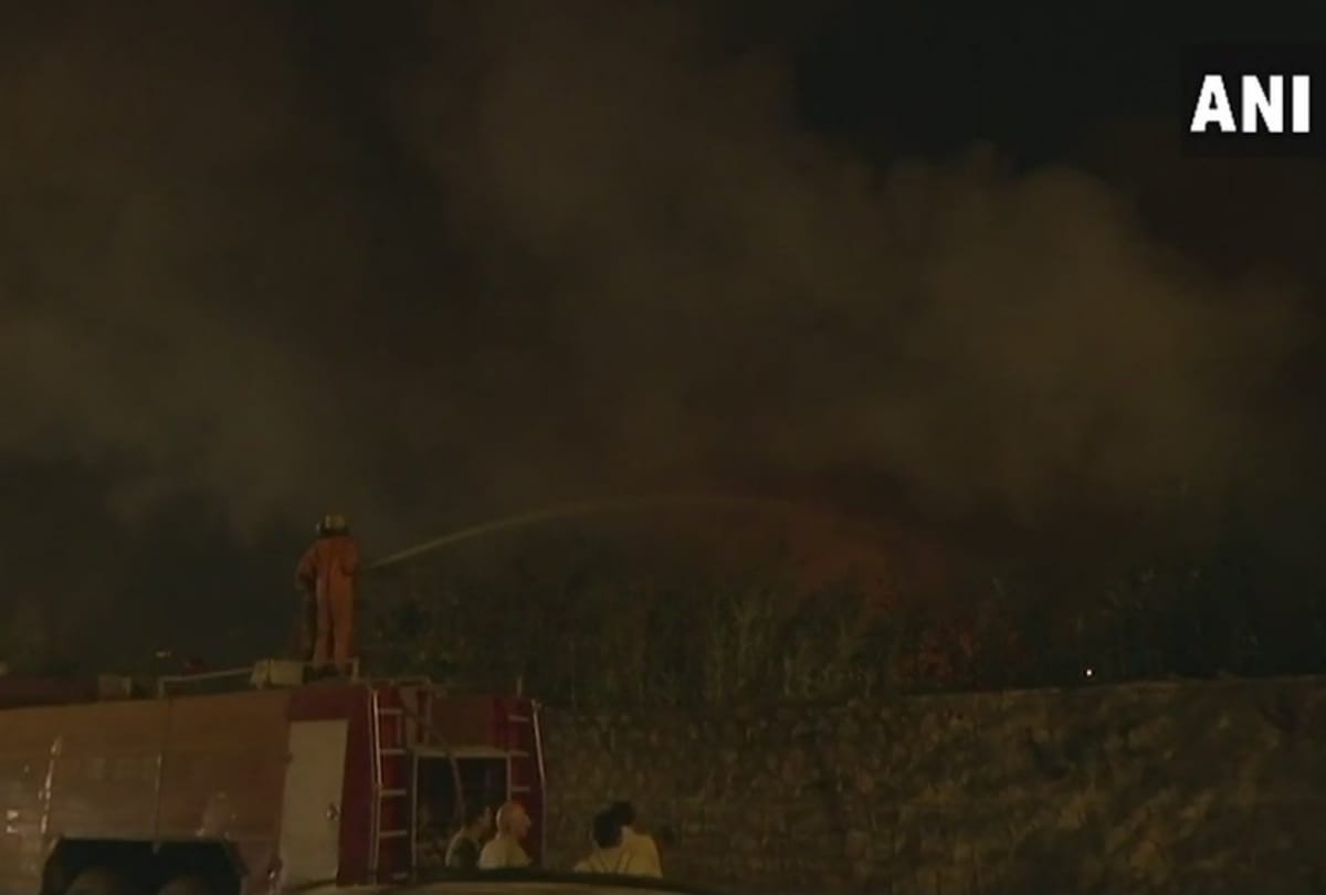 Fire broke out in forest area near Queen Marys School in Delhi at Model Town