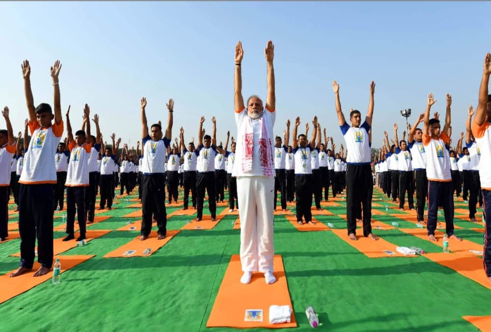 PM Narendra modi yoga posture photos from dehradun fri