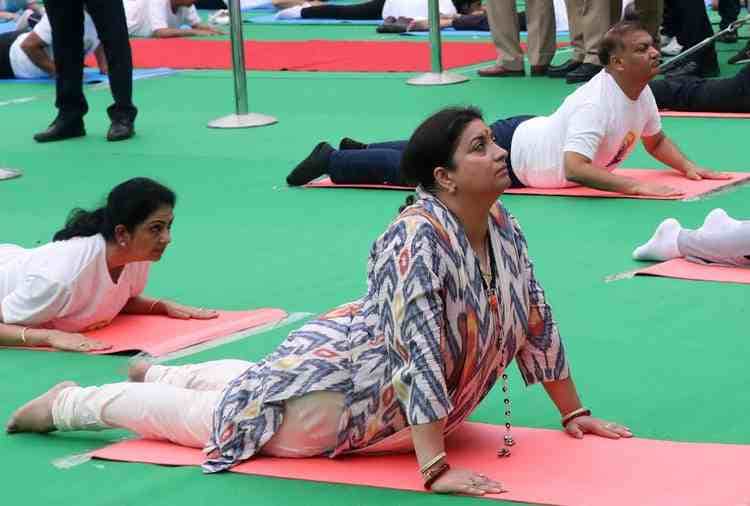 chandigarh, smriti irani fitness challenge on international yoga day