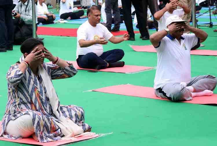 chandigarh, smriti irani fitness challenge on international yoga day