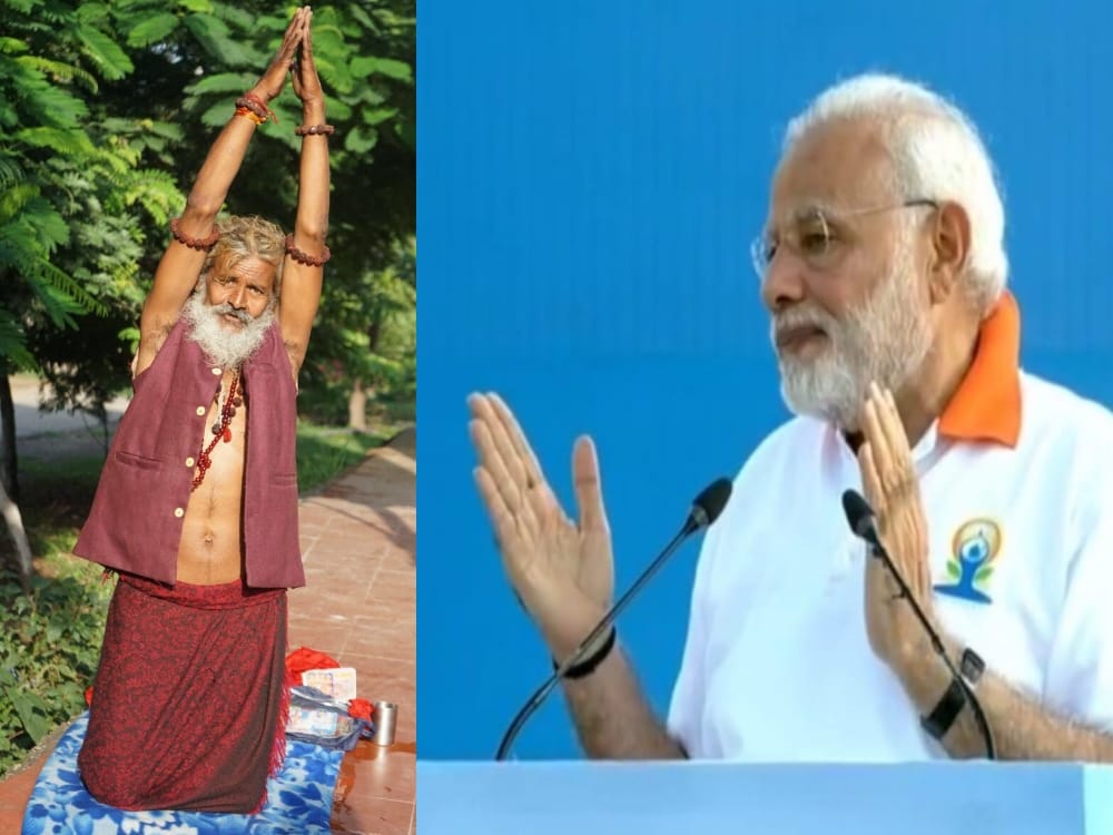 international yoga day 2018 outside pm modi program babaji become center of attraction