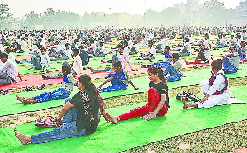 Yoga at the Muzaffarnagar Sports Stadium