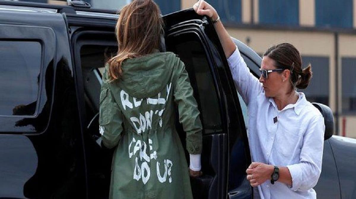 US president Donald Trump came to the rescue of wife over the message of jacket