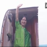 External Affairs Minister Sushma Swaraj leaves for Delhi from Brussels