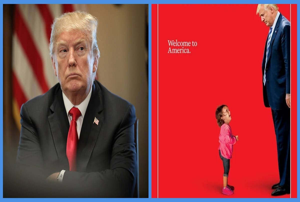 Photo viral of a crying girl infront of donald trump