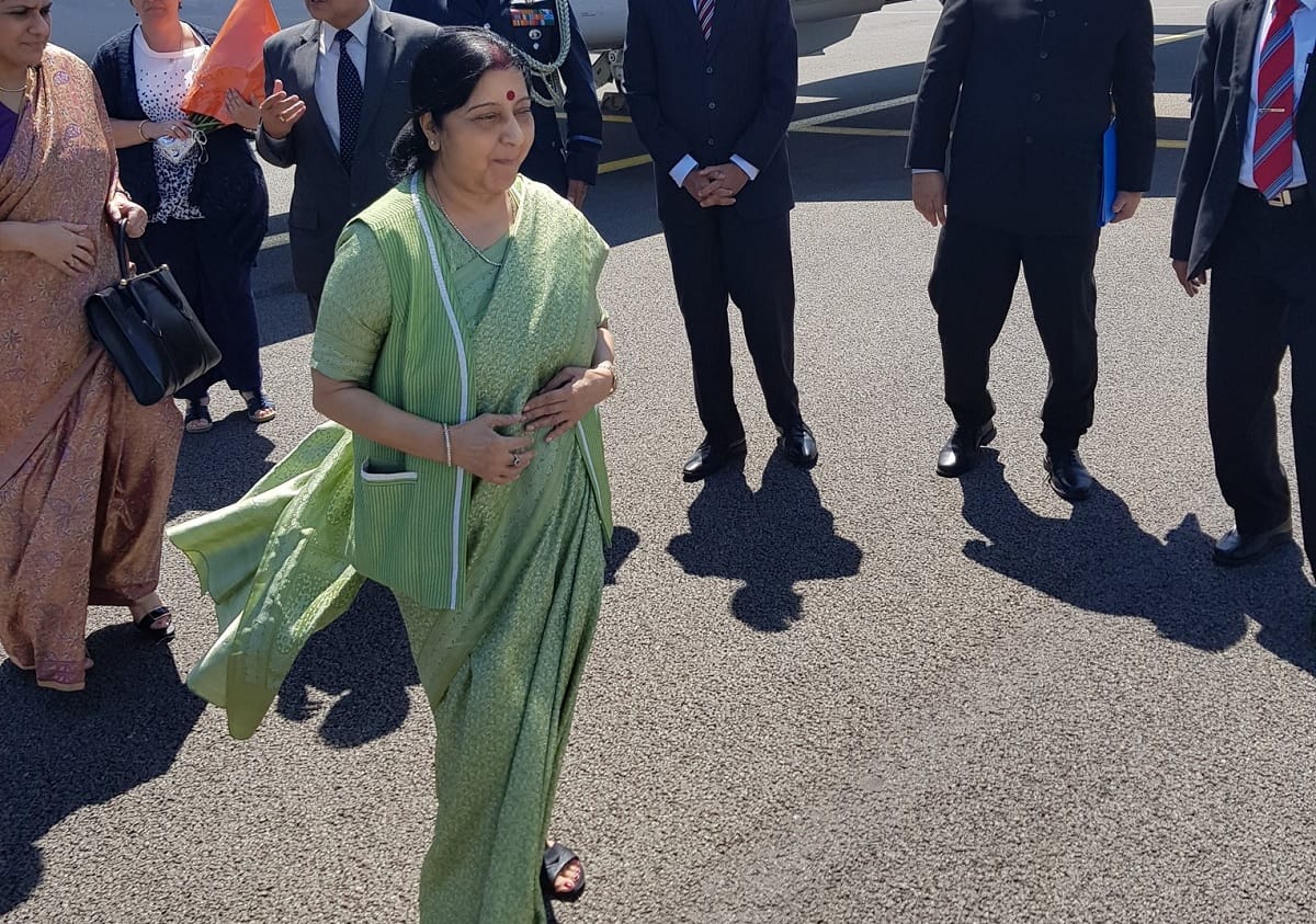  Sushma Swaraj sailed home after traveling to Central Asia