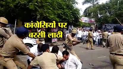 UP Police lathi-charge Youth Congress workers at Lucknow