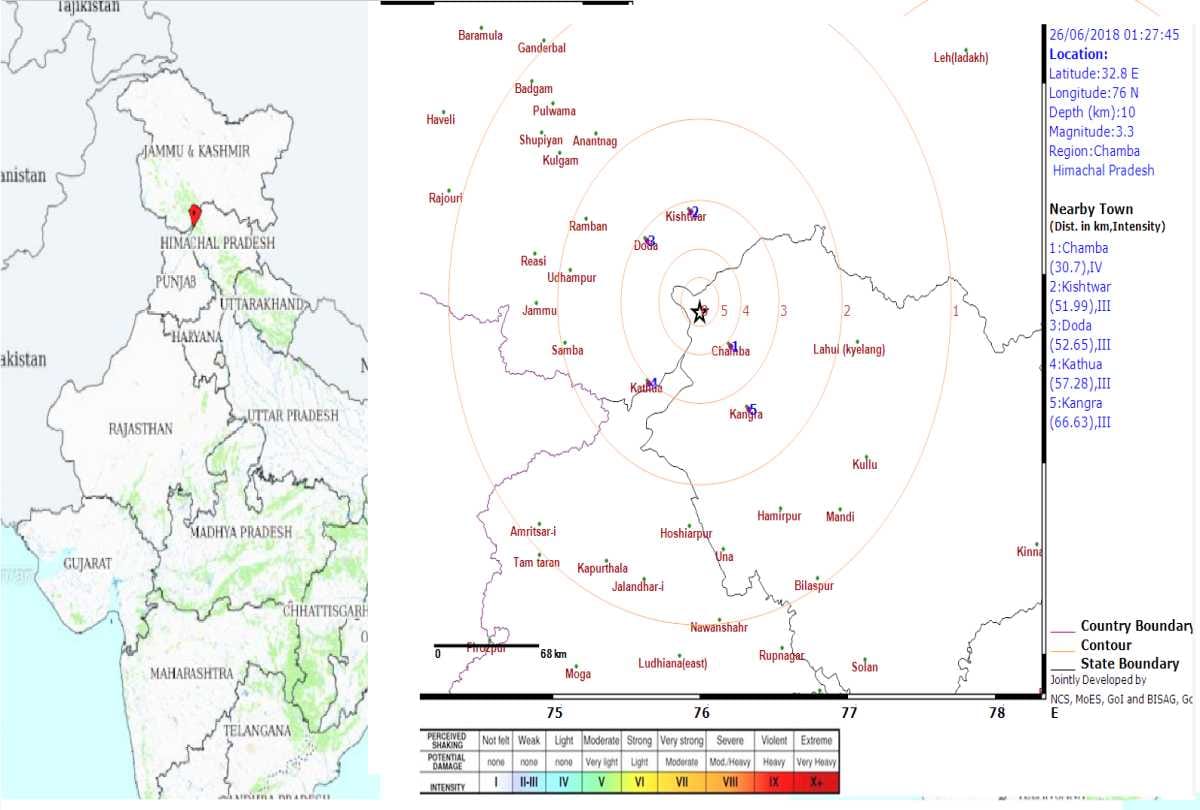  earthquake tremors recorded in chamba himachal