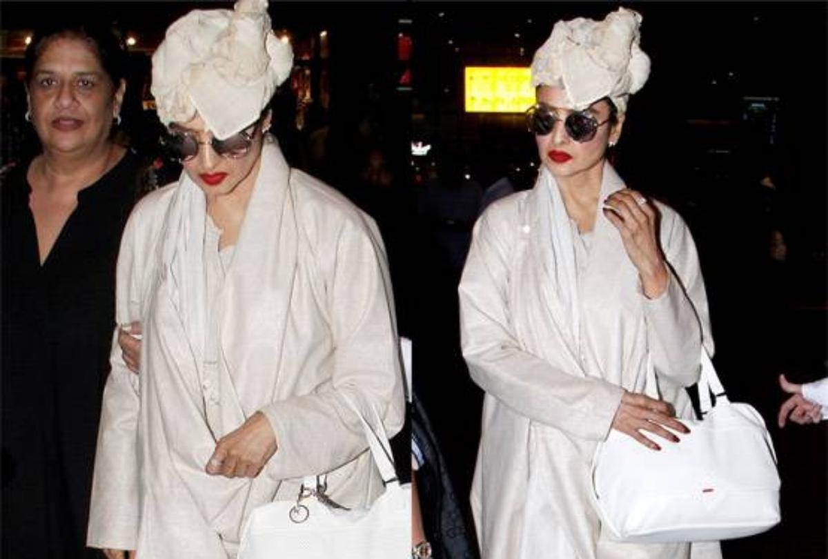 rekha return from bangkok look at her airport look