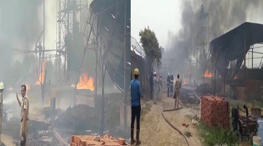 Fire in chemical factory of in Meerut, police present on spot