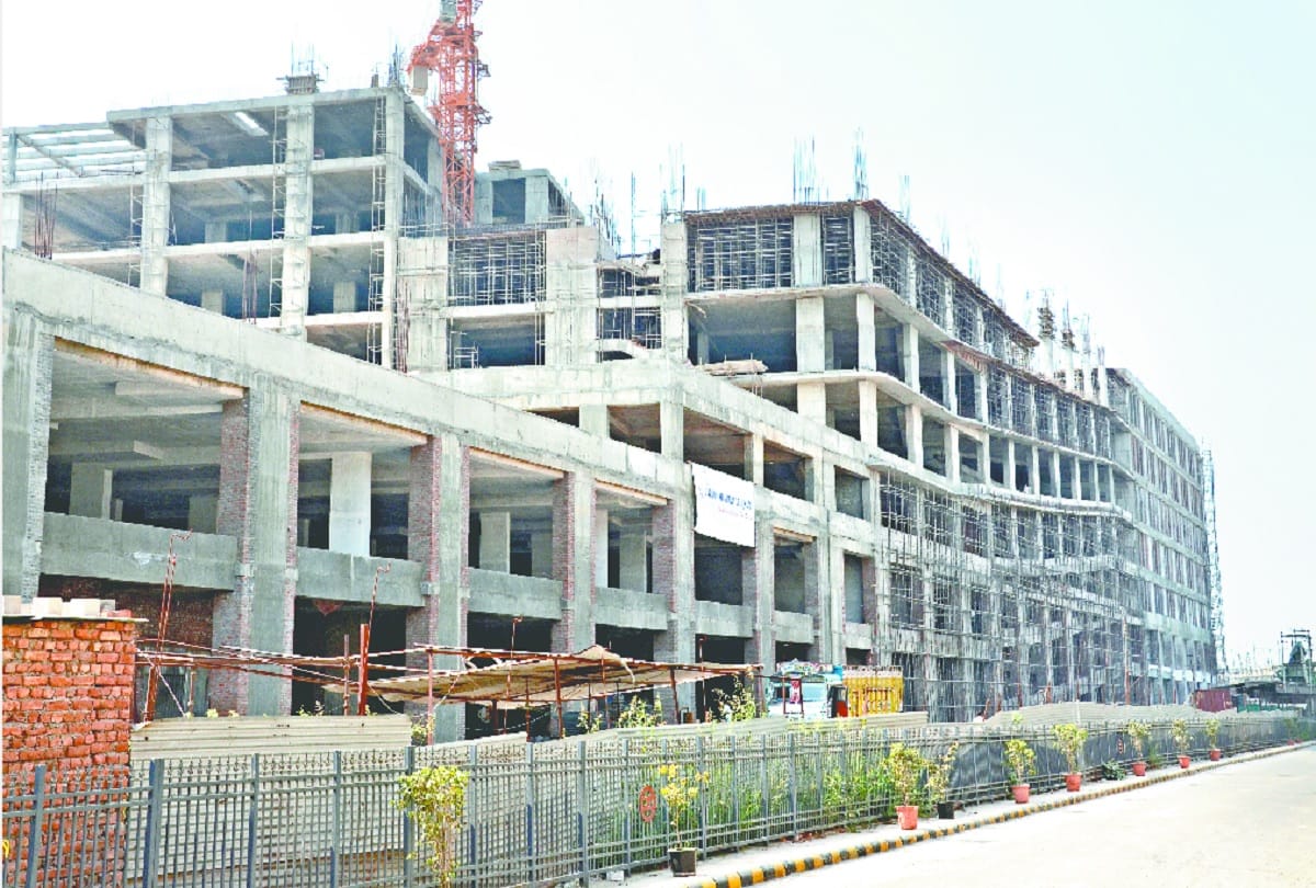 noida Car parking construction work in progress  