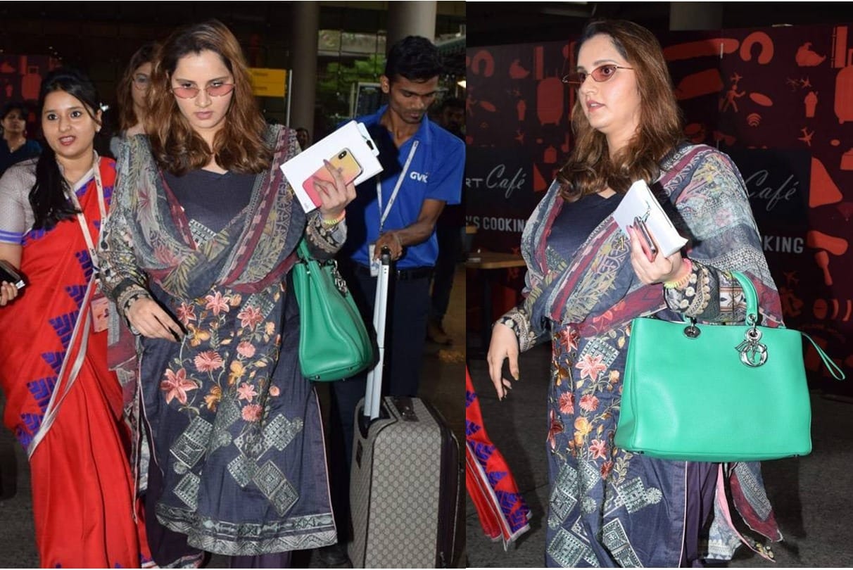 Sania Mirza flaunt her baby bumps as they get clicked at the airport