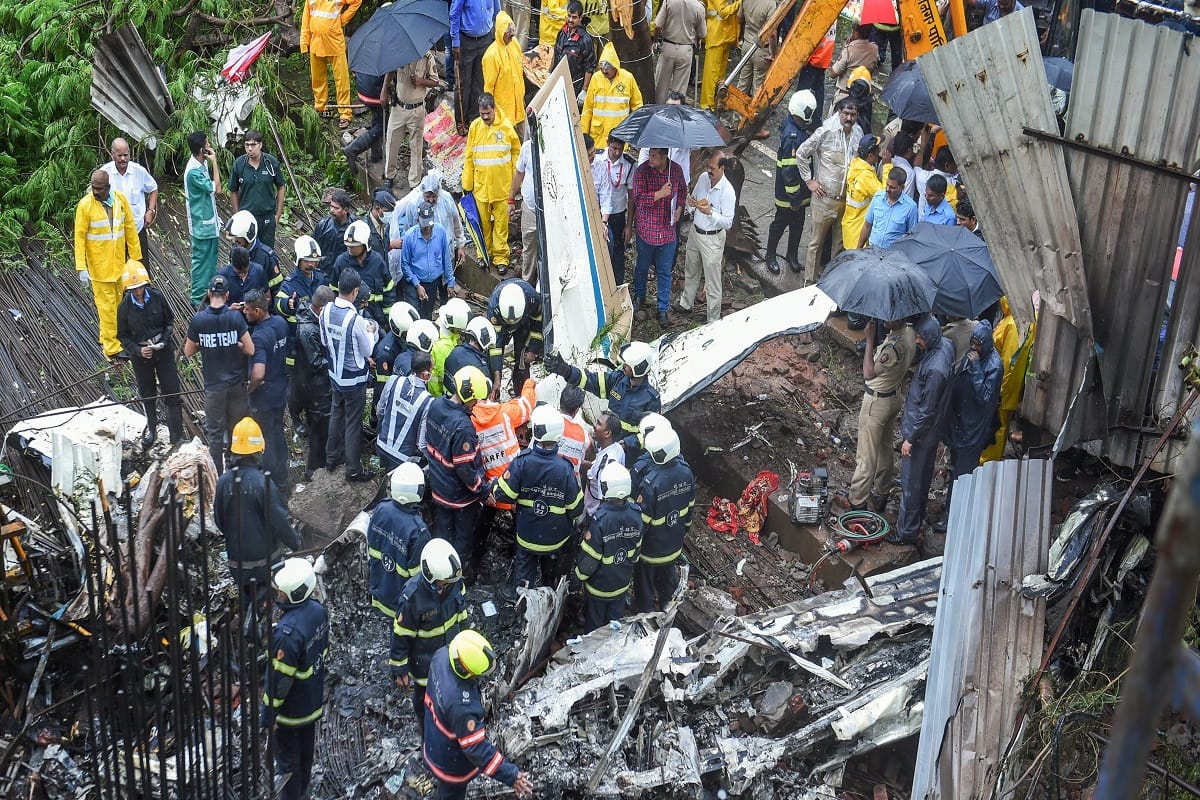 A chartered plane crashes in an open area in Mumbai Ghatkopar 