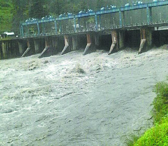 बरोट बांध के छह गेट खोले, नदी-नाले उफान पर