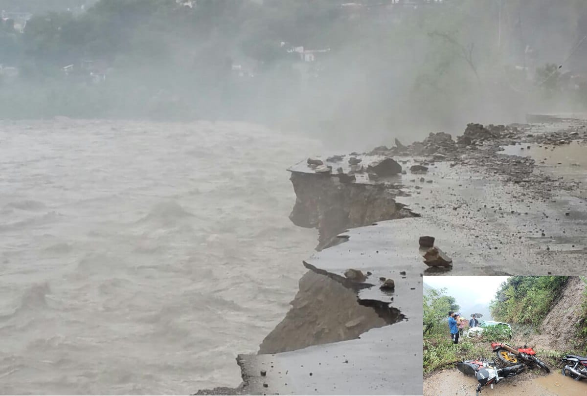 monsoon active in himachal pradesh roads collapse water level rises in rivers