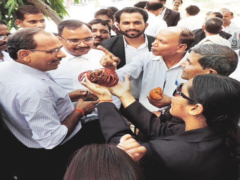 advocates protests in front of DM office