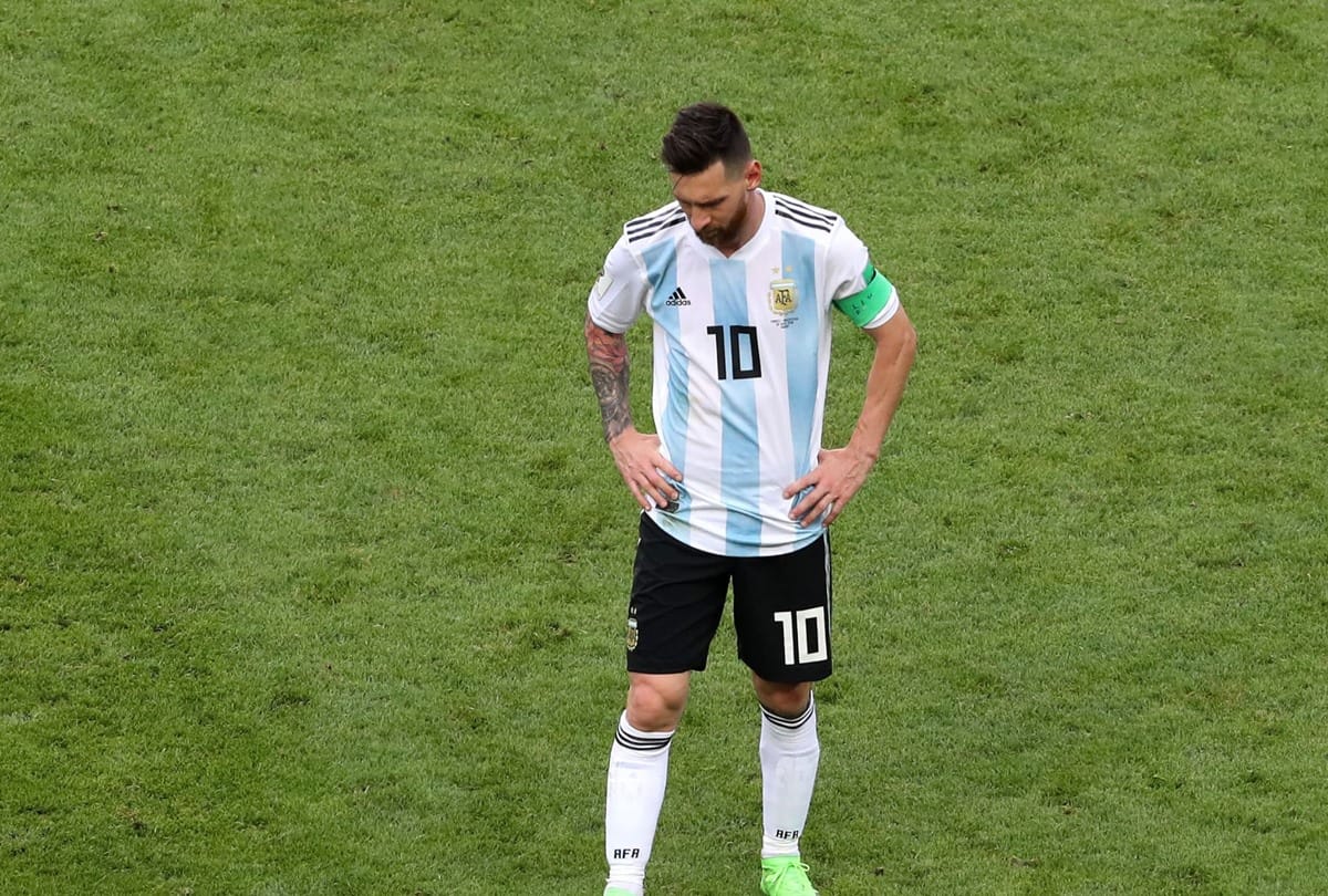 FIFA World Cup 2018: Lionel Messi of Argentina removes his captain's armband and looks dejected