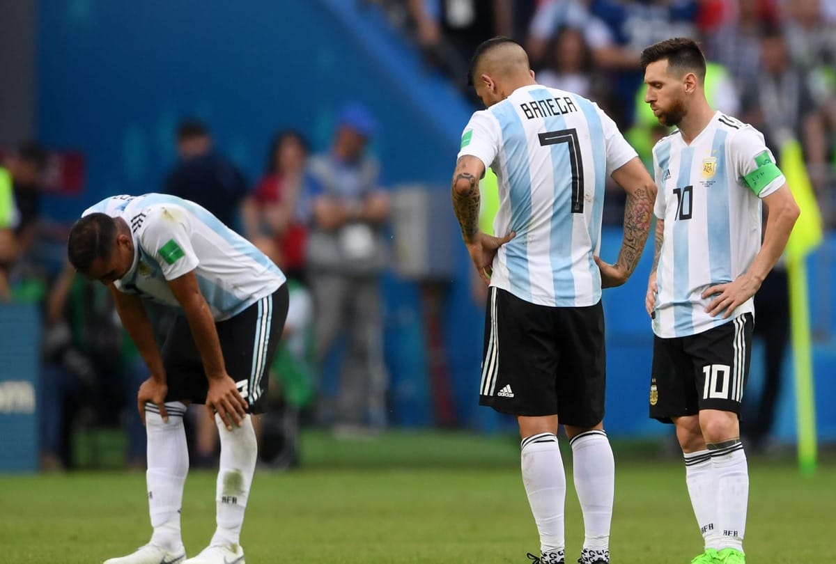 FIFA World Cup 2018: Lionel Messi of Argentina removes his captain's armband and looks dejected
