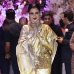 rekha royal look at akash ambani shloka mehta engagement party