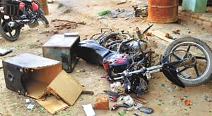 Angry people killed by carcass on the road
