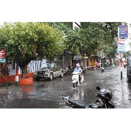 the weather is pleasant with light rain