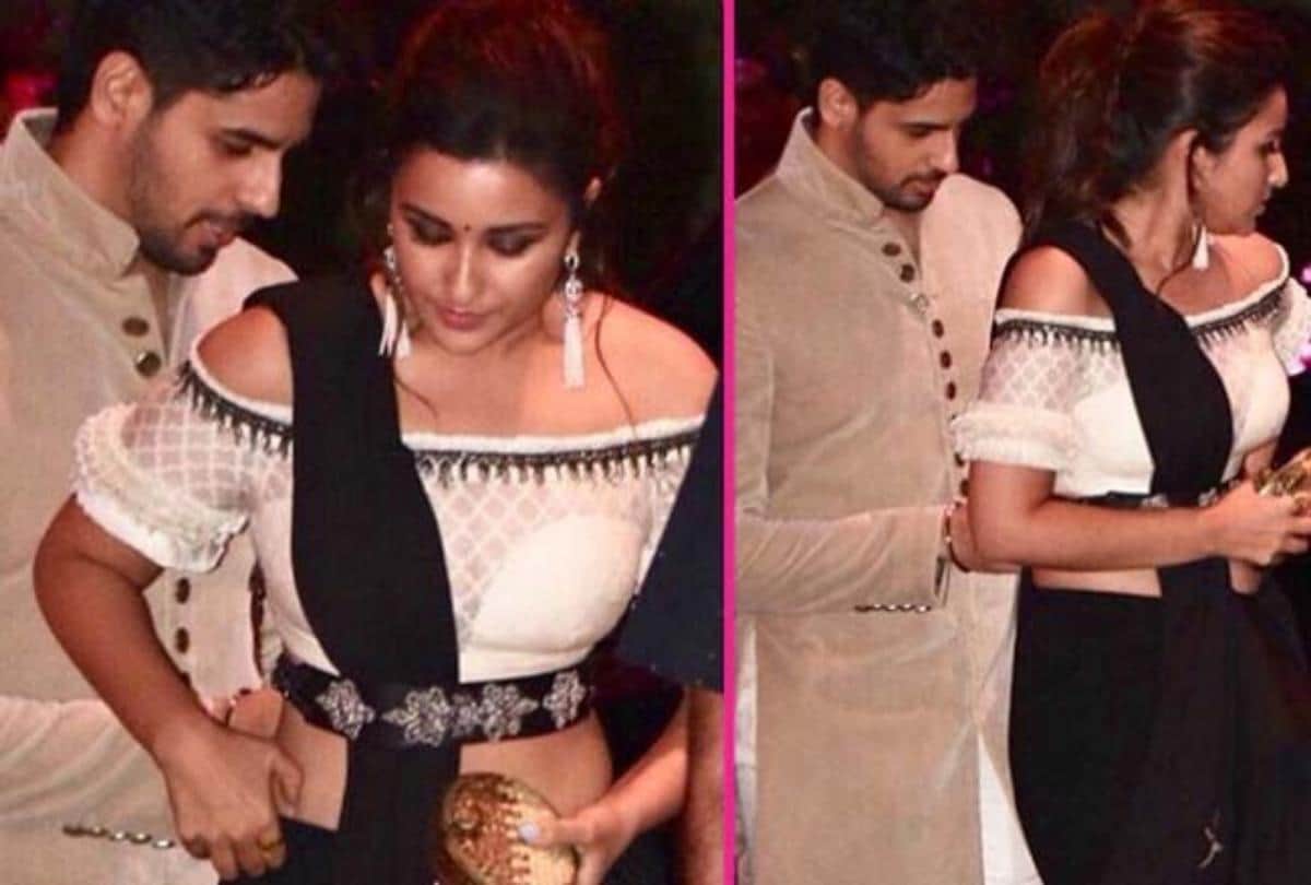 parineeti chopra adjust her dress at akash ambani engagement party