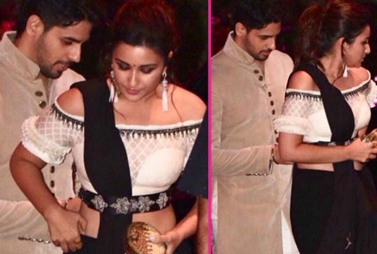 parineeti chopra adjust her dress at akash ambani engagement party