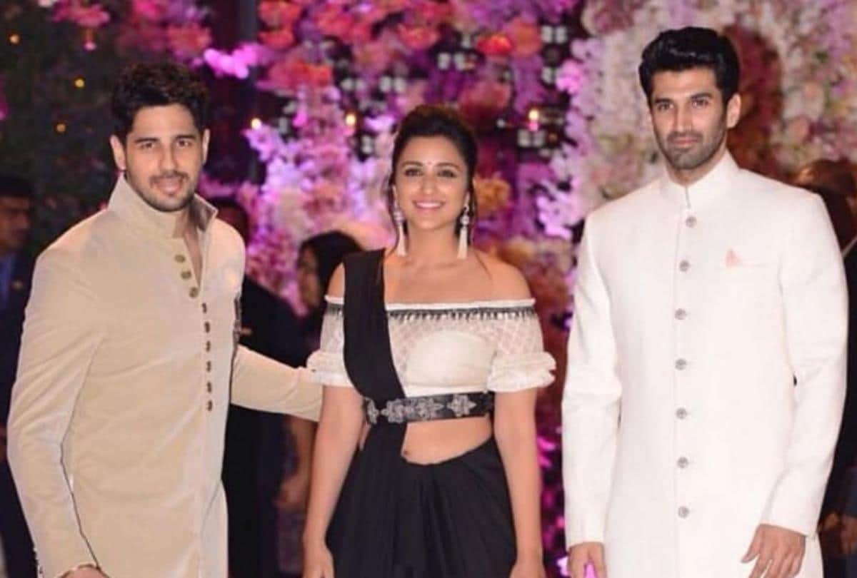 parineeti chopra adjust her dress at akash ambani engagement party