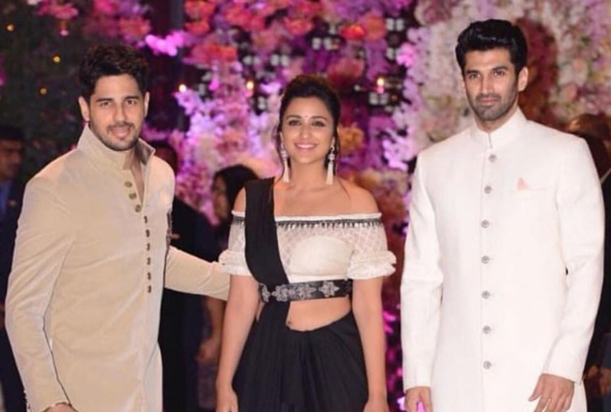 parineeti chopra adjust her dress at akash ambani engagement party