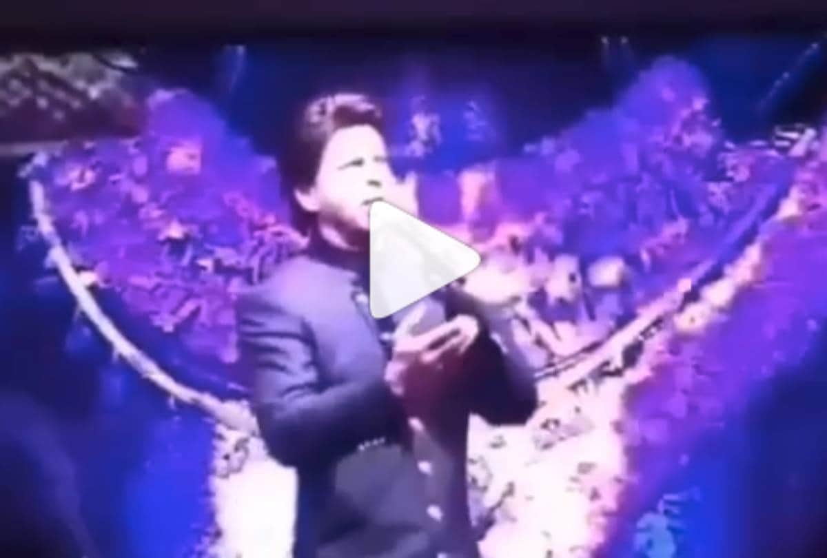 shah rukh khan pulling Anant Ambani leg with rumoured girlfriend Radhika Merchant by his side