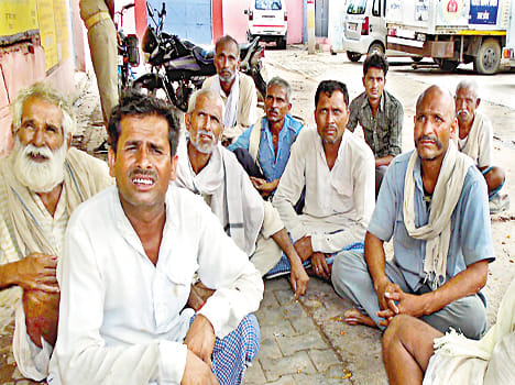 An aged farmer is hanged